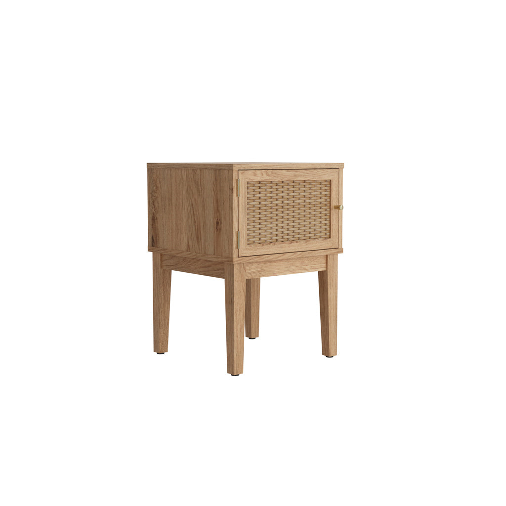 Bordeaux Boho Natural Wood & Rattan Square Side Table